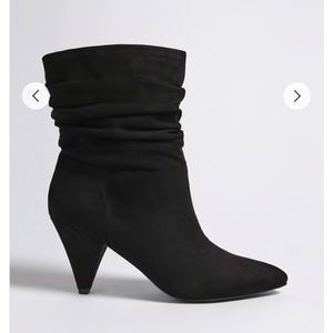 NWT Ruched Faux Suede Ankle Boots